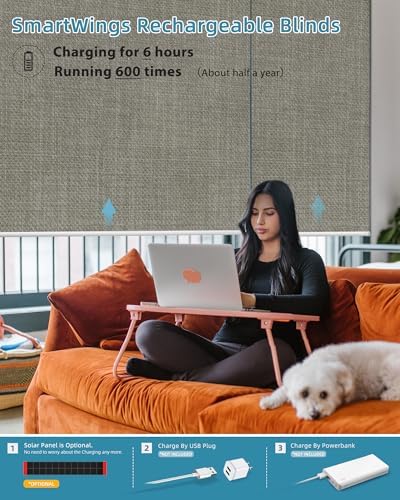 SmartWings Motorized Smart Roller Shades, 100% Blackout Vigor Sage