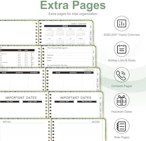 Planner 2026-2027, Weekly and Monthly Academic Year Calendar Planner, July 2026 - June 2027, Daily Agenda Book for Office School Supplies, A5(6.3'' x 8.5'')