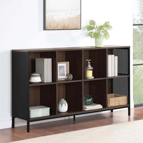 OSP Home Furnishings Ace Contemporary Modern Storage Bookcase with Shelves, 2- Shelves, 8 Cubes, Ozark Ash Finish