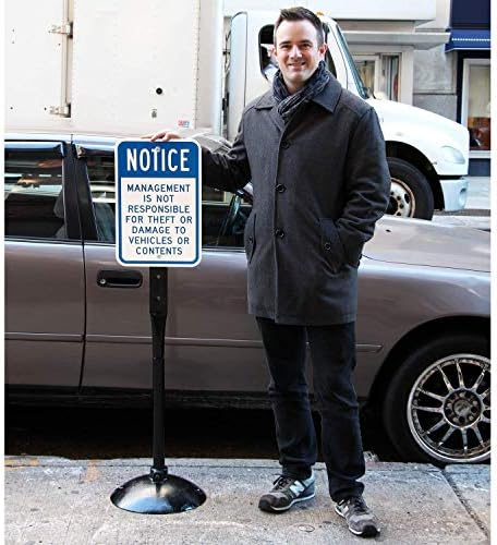 SmartSign Cast Iron Base, Heavy-Duty Stand with 4 Feet Post Kit, Indoor/Outdoor Use, Easy to Carry, 14-inch Diameter Stand for Sign Installation, Bolts & Nuts Included, Black