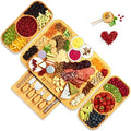 ROYAL CRAFT WOOD Bamboo Cheese Board and Knife Set with Charcuterie Board & Serving Tray with Appetizer Plates & Side Trays (17.5 x 13)