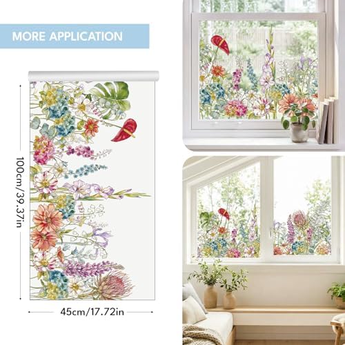 ADD.HERES Stained Glass Window Film, Window Film Decorative, 17.5 x 78.7 in