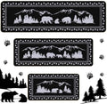 Pickmesh Set of 3 Kitchen Mats Cabin Bear Rugs Woodland Nursery Mat Decor Rustic Lodge Theme Area Rug with Bear and Cub Mountain Scene Cabin Carpet for Home Bathroom (Classic Style)