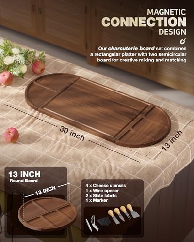 Extra Large Charcuterie Board, 30''x13'' Acacia Cheese Board Set