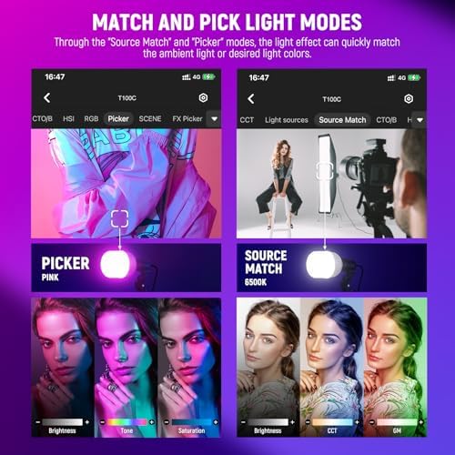 NEEWER 2 Pack 520W Equivalent RGB Softbox Lighting Kit App Control, NK800