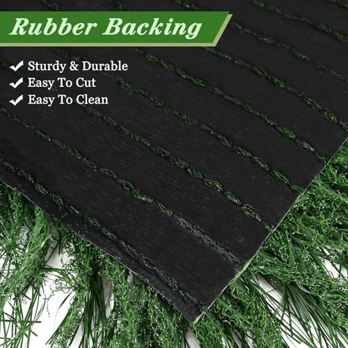 XLX TURF 13" x 36" Shaggy Fake Grass Table Runner for Hawaiian Party Summer Decor, Fireproof Green Thatch Palm for Wedding, Jungle Safari Wild One Birthday, Baby Shower