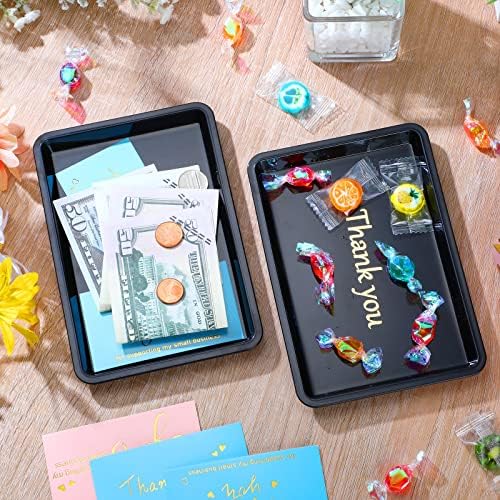 Set of 24 Restaurant Tip Tray Check Presenter for Restaurants Small Plastic Serving Trays 4.5 by 6.4 Inch, Guest Bill Holder Black with Gold Imprint for Kitchen Hotel Supplies