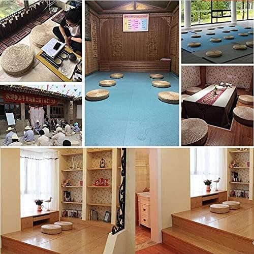 HUAWELL Japanese Style Handcrafted Eco-Friendly Breathable Padded Knitted Straw Flat Seat Cushion, Hand Woven Tatami Cushion Best for Zen, Yoga Practice or Buddha Meditation (15.8)
