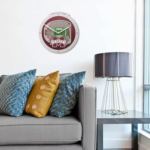 YouTheFan NCAA Mississippi State Bulldogs StadiumView 3D Wall Clock