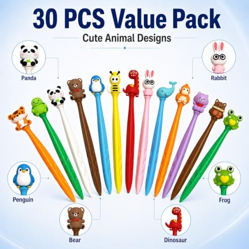 Animal Bobblehead Pencil Erasers,30 Pack Kawaii Cartoon Erasers Bulk Set, Classroom Prizes, Birthday Gifts