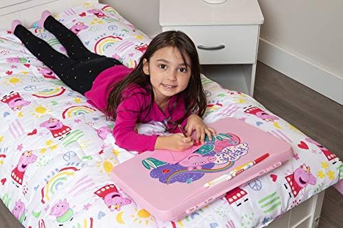 Peppa Pig Kids Lap Desk with Storage - Folding Lid and Collapsible Design - Portable for Travel or use in Bed at Home - Great for Writing, Reading or Other School Activities