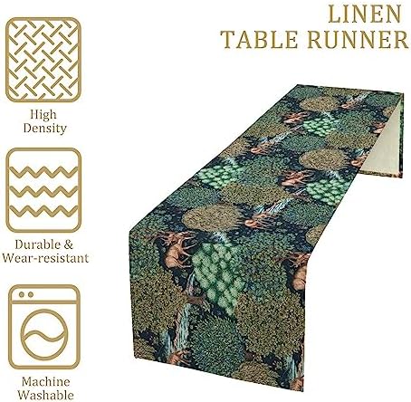 William Morris Original Design Green Table Runner Vintage Flowers Table Runner for Dining Table Decor 13 x 36 Inch