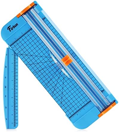 Firbon Blue A4 Paper Cutter Bundle with 5Pcs Mint Green Refill Blades, 12 Inch Paper Trimmer with Side Ruler for Scrapbooking, Craft, Coupon, Label, Cardstock