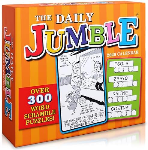 Daily Jumble 2026 Daily Desk Calendar: Boxed Page-a-Day Word Puzzle Calendar with Brain-Teasing Jumbles, Anagrams & Day-to-Day Challenges