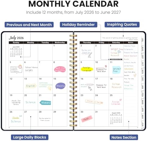 Large Planner 2026-2027, A4 (8.5" x 11") Hardcover Weekly & Monthly Planner July 2026 - June 2027 with Monthly Tabs, Academic Planner for School, Work and Office, Garden of Whimsy