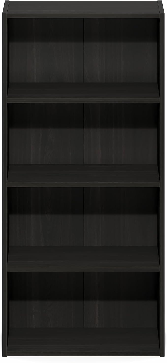 Furinno Basic DVD Shelf, 4-Tier CD Rack, Media Shelf, Espresso | 7 x 17 x 35, Open Shelf for DVD Blueray Game Disc, Storage Cabinets, for Living Room, Bedroom, Home Office