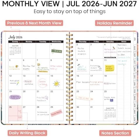 Planner 2026-2027, Weekly & Monthly Academic Calendar, Jul 2026 – Jun 2027