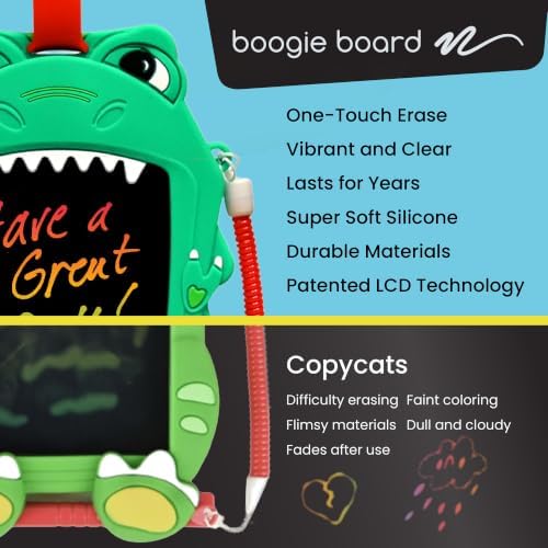 Boogie Board Sketch Pals Onyx the Dragon 4” LCD Writing Tablet for Kids – Reusable Mess-Free Drawing Pad with Tethered Stylus – Clip-On Travel Doodle Board Toy – Ages 3+