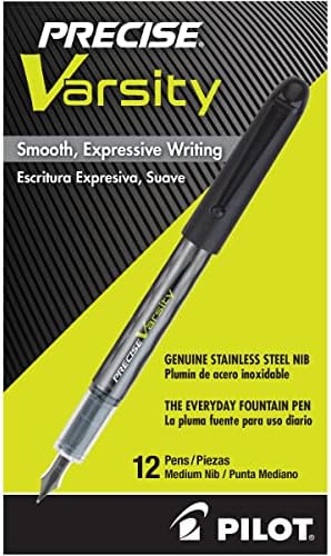 PILOT Precise Varsity Pre-Filled Fountain Pens, 1.0mm, Purple Ink, 12-Pack
