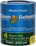 Duck Clean Release Blue Painters Tape, Masking Tape For Paint Projects, 1.5 in (1.41 in x 60 yd) 4-Pack, 240460