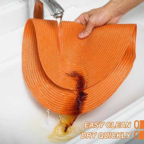 AHHFSMEI Placemats Set of 4 for Dining Table Washable Woven Non-Slip 18x12 inches Placemat Heat-Resistant Durable Table Mats for Dining Table Easy to Clean (Oval Orange, 4)