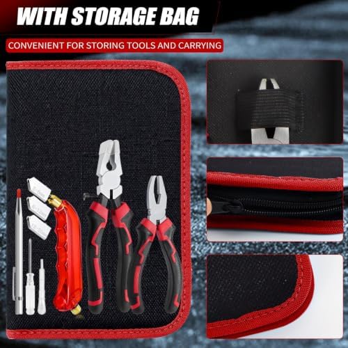 YOTINO Glass Cutting Tools, 9PCS Glass Cutter Glass Running Pliers Breaking Grozer Pliers,Tungsten Scribe Engraving Pen, Oil Feed Glass Cutters Tools Kit for Stained Glass, Tiles, Mosaic Cutting