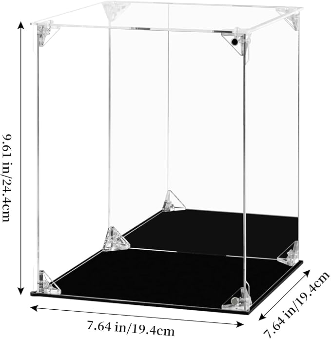 Display Case for Collectibles Assemble Clear Acrylic Box Alternative Glass Case for Display Action Figures Home Storage Organizing Toys (Internal dim 7.5X7.5X9 inch)