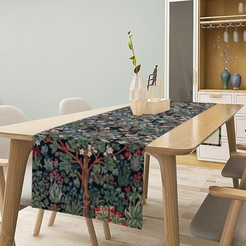 William Morris Tree of Life Table Runner Vintage Flowers Table Runner for Dining Table Decor 13 x 90 Inch