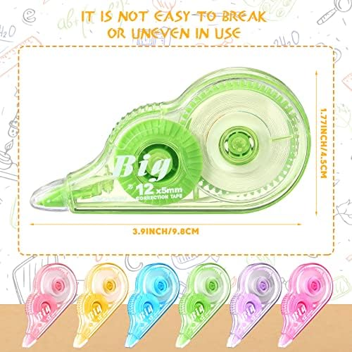 Yexiya 36 Pcs Correction Tape, Colorful Original Correction Tape White Wide Tape Wipe out Easy to Use Cute correction Roller for School Home Office Supplies,0.2 Inch x 39.4 Feet (Rainbow Color)