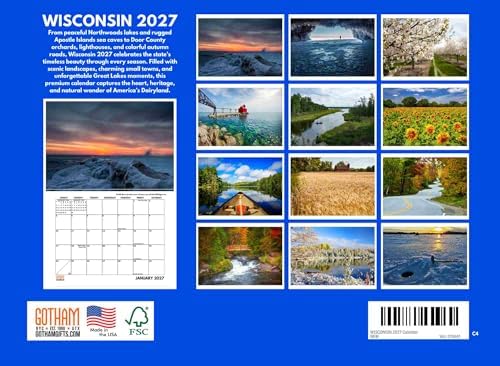 Wisconsin Calendar 2027 Monthly Wall Calender 12 Month