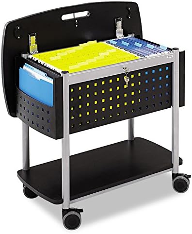 Safco Scoot Mobile File Cart with Work Surface, Fits Letter and Legal-Size Hanging Folders, Includes a Locking Lid & Key