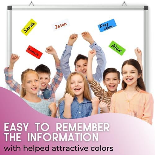 Availey 40 Pieces (4 x 1.8) - Full Colored Magnetic Dry Erase Labels - Reusable Strips for Classroom Home Office Garage Refrigerator Blank Writable Erasable Cards Name Tags Students Locker Shelf
