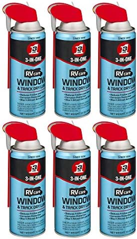 3-IN-ONE RVcare Window & Track Dry Lube with SMART STRAW SPRAYS 2 WAYS, 10 OZ [6-Pack]