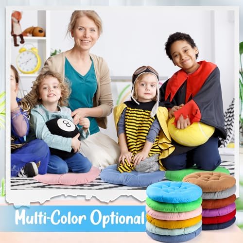 Fumete 12 Pcs Round Floor Pillows Cushions Seating 16 x 16 Inches Floor Round Cushions for Kids Toddlers Flexible Reading Chair Pillows for Classroom Home School Playing Supplies(Bright Color)