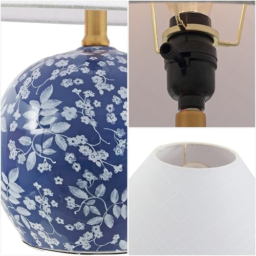 JONATHAN Y Felice Floral Ceramic Globe LED Table Lamp 17.25", Blue/White