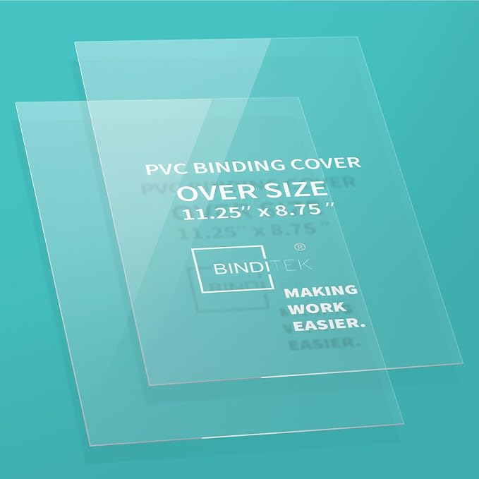 Binditek 8 Mil PVC Binding Covers, 8.75 x 11.25 Inches, Clear, 200 Pack | PVC Binding Presentation Covers, 8.75 x 11.25 Inches Oversize, Square Corners, Unpunched, for Office School Supplies