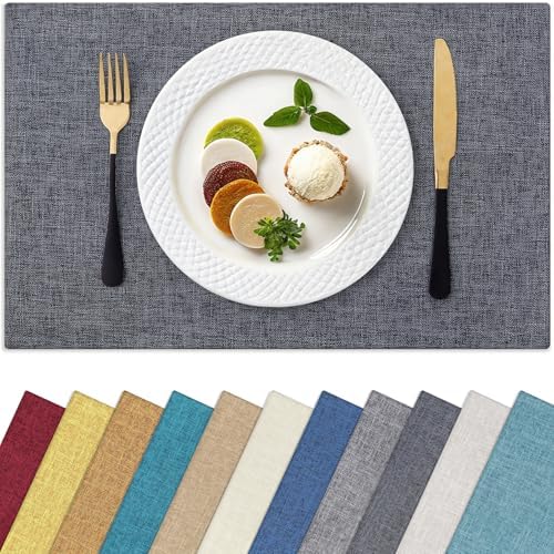 Homaxy Cloths Placemats for Dining Table Set of 6, 13" x 19", Charcoal Gray