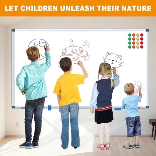 H-Qprobd 5' x 4' Dry Erase Board for Wall 60" x 48" (2 Pack) Magnetic Presentation Whiteboard with Long Pen Tray, Wall-Mounted White Boards Large Whiteboard Including 8 Markers, 16 Magnets, 2 Erasers