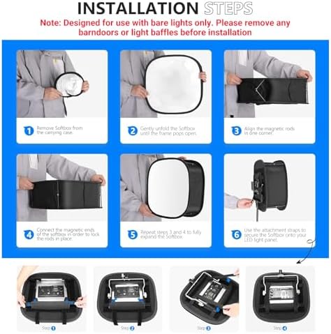 NEEWER LED Light Panel Softbox for 660/530/480 LED Light, Outer 16.3'' x 6.5'', Inner 9.8'' x 8.7'', Foldable Diffuser with Strap Attachment and Bag for Photo Studio Portrait Video Shooting