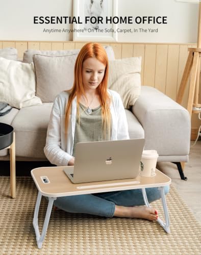 ZEAPTAC Foldable Lap Desk, Bed Desk, Bed Table & Laptop Stand w/Cup Holder