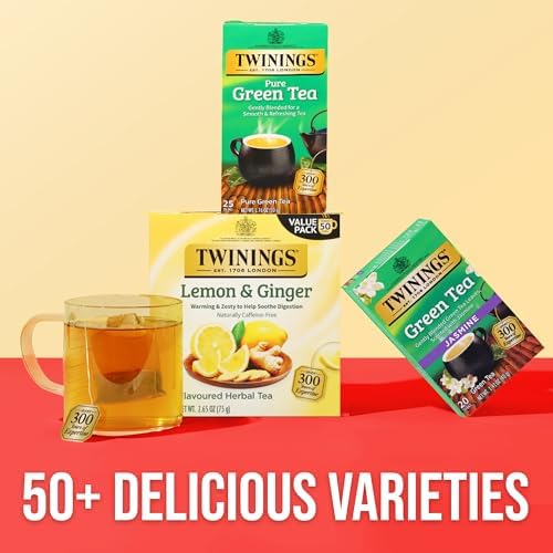 Twinings Pure Green Tea, Caffeinated, Tea Bags, 25 CT Box (6 Pack)