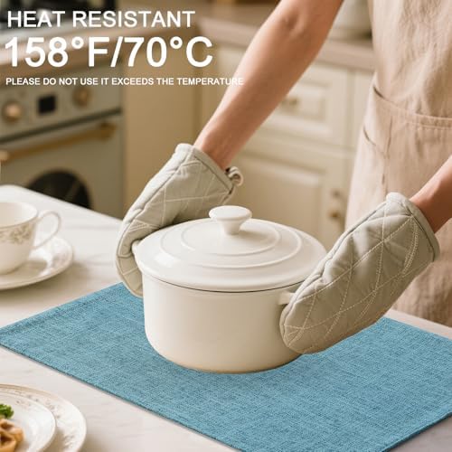 Homaxy Cloths Placemats for Dining Table Set of 6, 13" x 19", Aqua