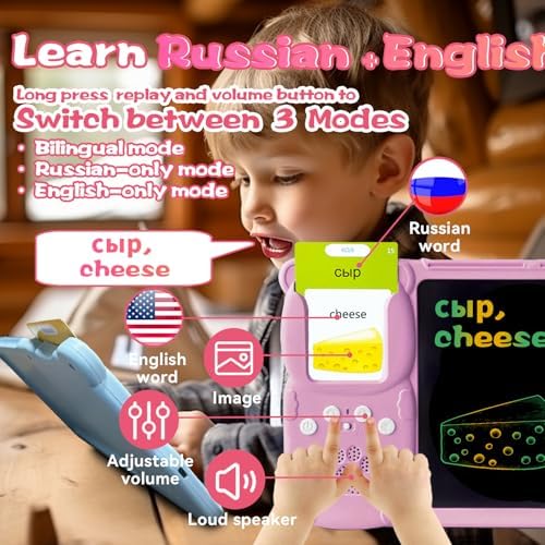 Writing Drawing Tablet with Talking Flash Cards - Russian Pink