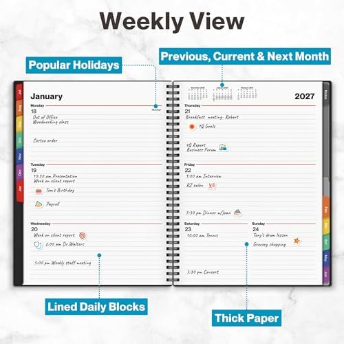 Dunwell 2026-2027 Planner 8.5x11, Weekly Monthly Academic Planner