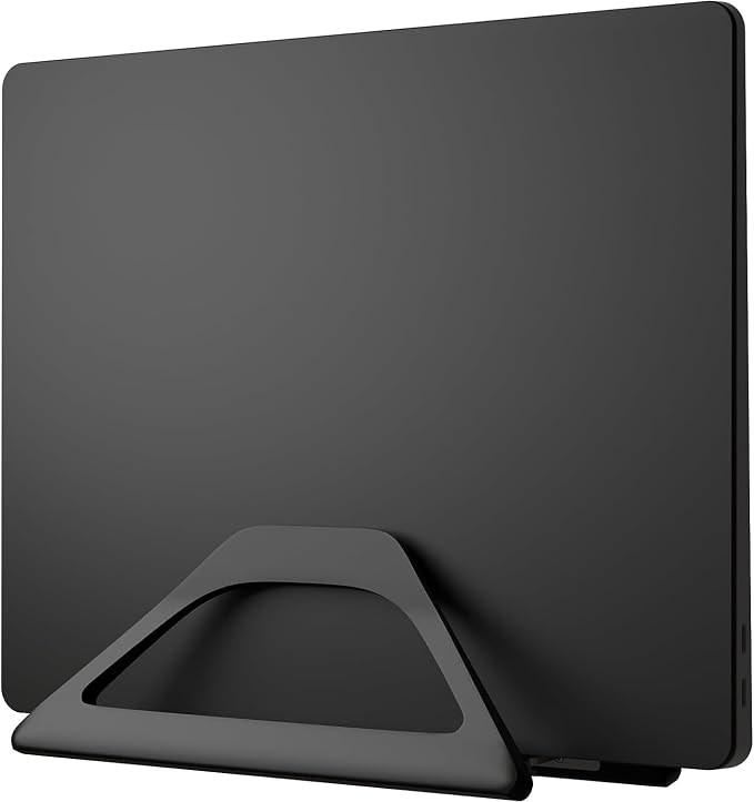 Aluminum Vertical Laptop Stand with Gravity Auto-Lock – Adjustable Laptop Holder Vertical fits MacBook Pro/Air, Chromebook & Gaming Laptops up to 17.3" – Space-Saving Desktop Dock - Black