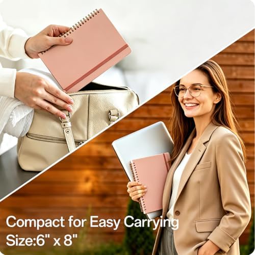 Hardcover Spiral Notebooks, 8.3" x 6.3" Lined Journal Set, 100 GSM Bleed-Resistant Paper, 200 Pages Twin-Wire Bound Notebook with Elastic Band & Category Stickers for Office, School