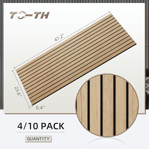 TO-TH Soundproof Panels Decorative Noise Absorbing Wall Panel 4 Pack, Teak