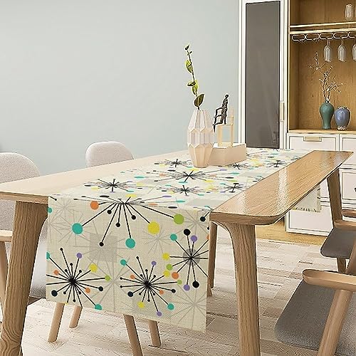 Mid Century Geometric Table Runner,Table Runners for Kitchen Dining Modern Tables Decor Decoration for Kitchen Family Dinner Table Holiday Party Farmhouse 13 x 90 Inch