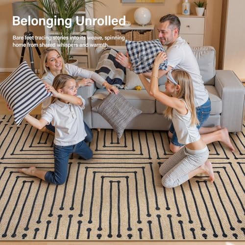 Lahome Boho 3x5 Outdoor Rugs for Entry, Washable Easy Jute Rug