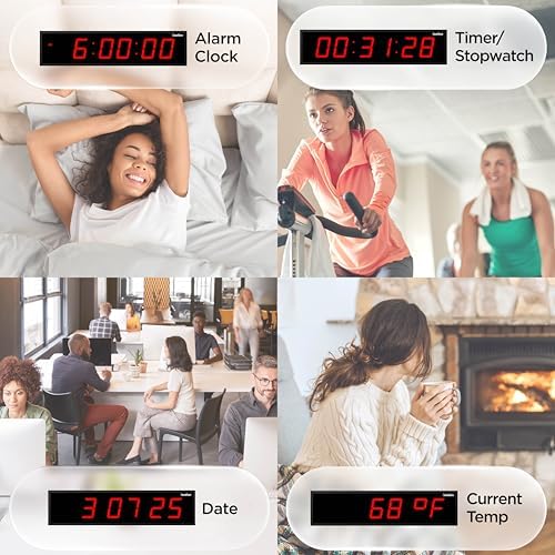 Ivation Oversized Digital Wall Clock with Large LED Display & Timer, 48"